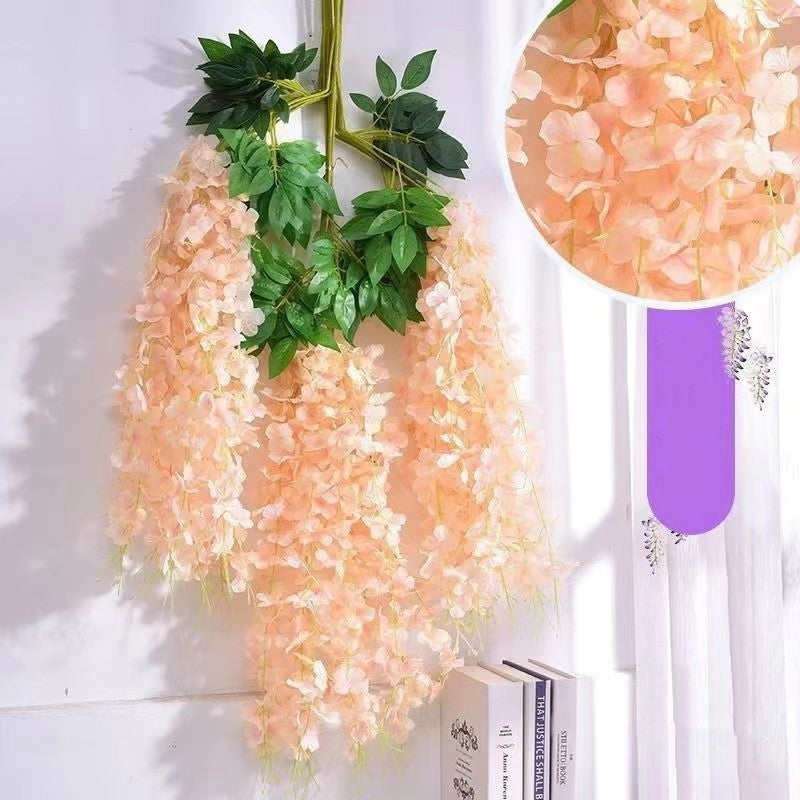 12 Inch Artificial Wisteria Hanging Flowers Garland, 12 Pcs, Purple, Silk, Wedding & Garden Wall Decor