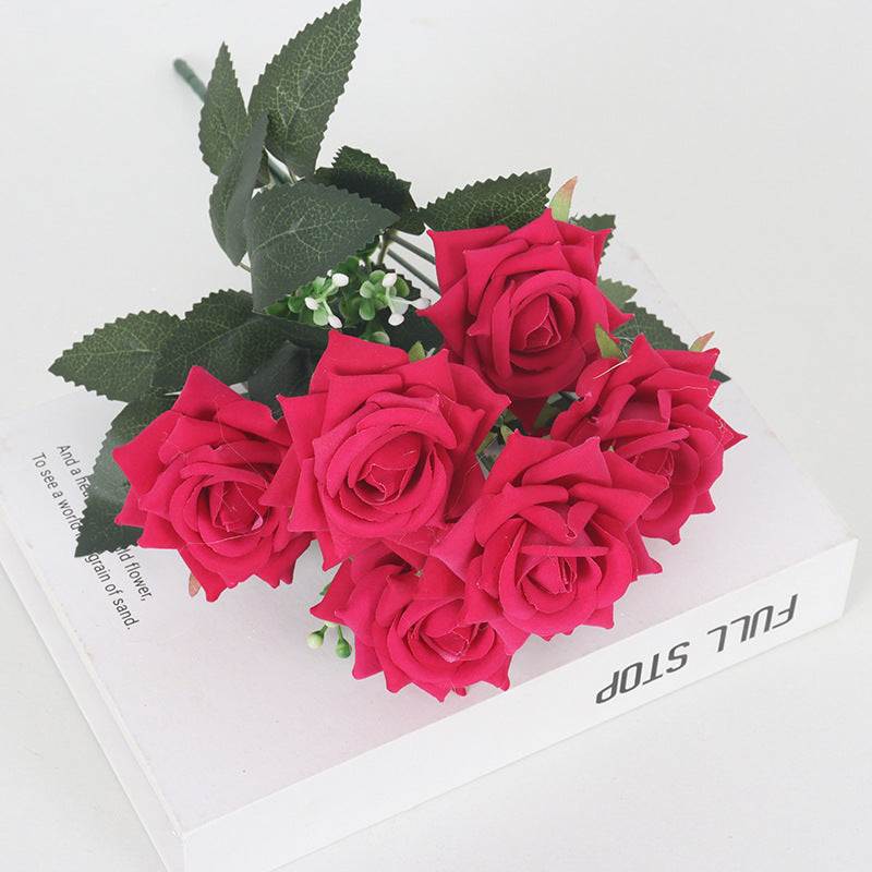 11 Colors 14 Inch Velvet Artificial Rose Bush Stems Bulk 11 Pcs Silk Flowers