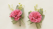 Carnation Corsage and Boutonniere Set, Bulk Wedding Party Flowers, Artificial Silk, Multiple Pieces