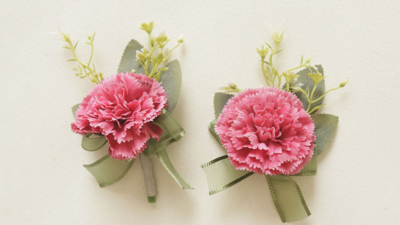 Carnation Corsage and Boutonniere Set, Bulk Wedding Party Flowers, Artificial Silk, Multiple Pieces