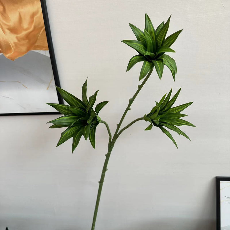 33 Inch Artificial Dracaena Stems Song of India Spray Real Touch 3 Pcs