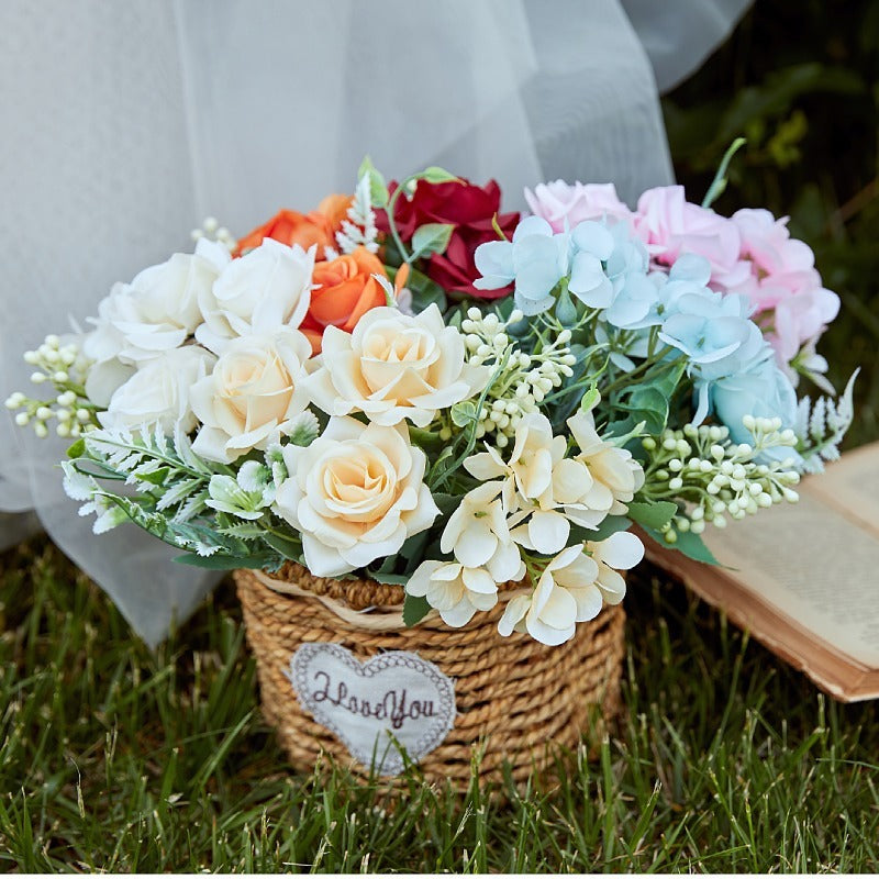 11 Inch Artificial Silk Gardenia and Hydrangea Bush Mixed Flowers Bulk Wholesale