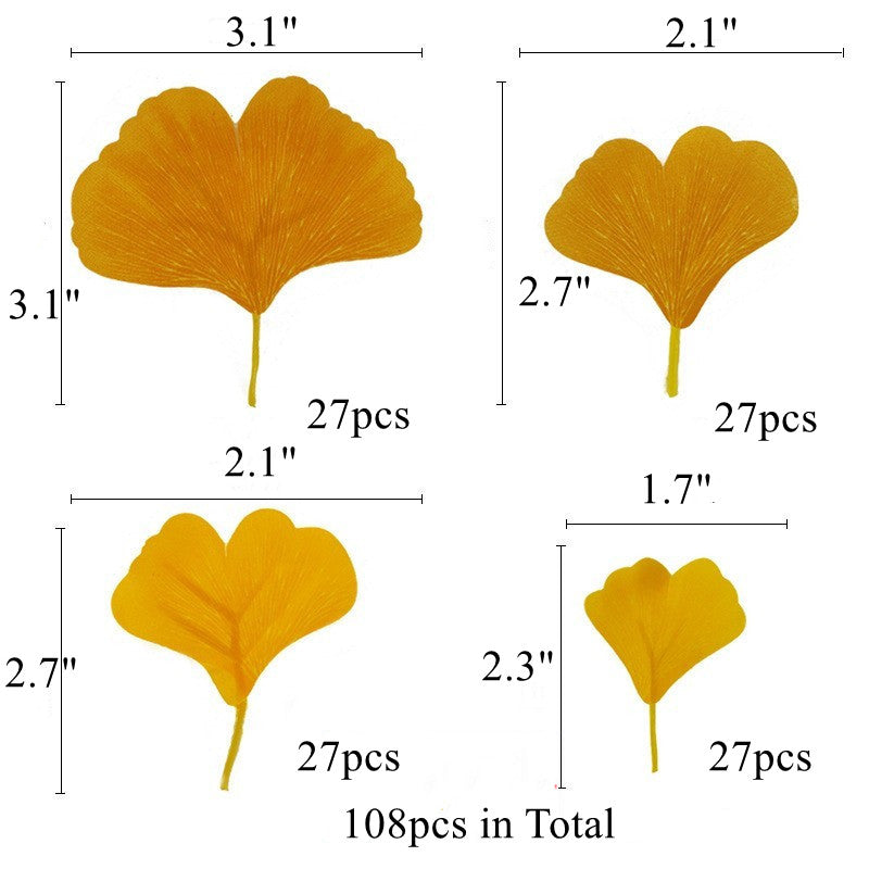 108 Pcs Artificial Ginkgo Leaves Autumn Decoration Bulk Pack