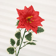 25 Inch Glitter Poinsettia Spray Artificial Flowers 6 Stems with Leaves Bulk Wholesale