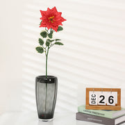 25 Inch Glitter Poinsettia Spray Artificial Flowers 6 Stems with Leaves Bulk Wholesale