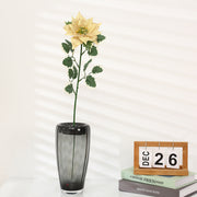 25 Inch Glitter Poinsettia Spray Artificial Flowers 6 Stems with Leaves Bulk Wholesale