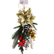 12 Inch Glitter Poinsettia Artificial Flower Christmas Hanging Decor Bulk Quantity