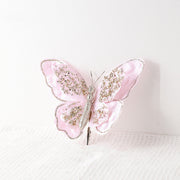 Glitter Butterfly Christmas Ornaments with Clip Bulk Set Artificial Holiday Decor