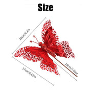 10 Pcs Artificial Glitter Butterfly Stems Christmas Tree Ornaments Decoration