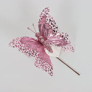 10 Pcs Artificial Glitter Butterfly Stems Christmas Tree Ornaments Decoration