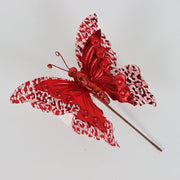 10 Pcs Artificial Glitter Butterfly Stems Christmas Tree Ornaments Decoration