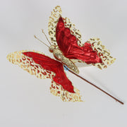 10 Pcs Artificial Glitter Butterfly Stems Christmas Tree Ornaments Decoration