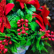 Christmas Poinsettia Bouquet with Angel Wings, Artificial Cemetery Flowers, Bulk Grave Vase Arrangement