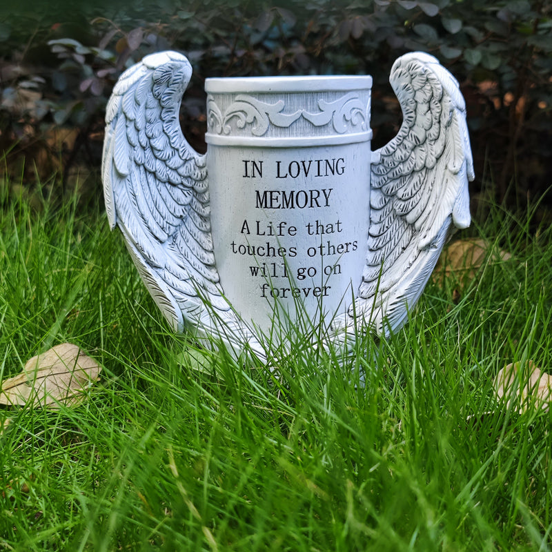 Christmas Poinsettia Bouquet with Angel Wings, Artificial Cemetery Flowers, Bulk Grave Vase Arrangement