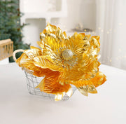 Large Glitter Artificial Flower Stems 12 Inch 10 Pcs Christmas Decoration Bulk
