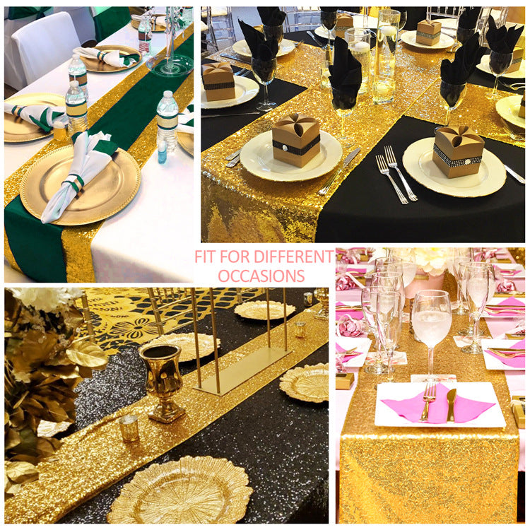 Gold Glitter Table Runner Bulk Pack 3 Colors Wedding Decor 12 Inch x 108 Inch
