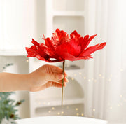 Large Glitter Artificial Flower Stems 12 Inch 10 Pcs Christmas Decoration Bulk