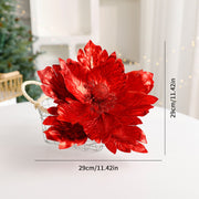 Large Glitter Artificial Flower Stems 12 Inch 10 Pcs Christmas Decoration Bulk