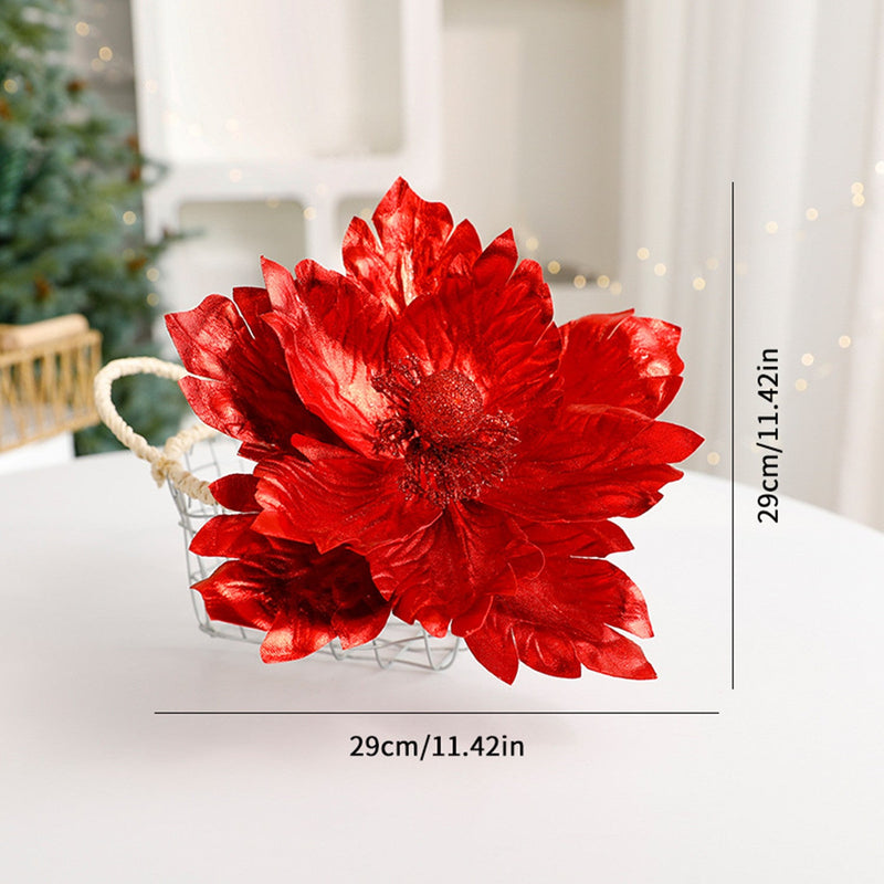 Large Glitter Artificial Flower Stems 12 Inch 10 Pcs Christmas Decoration Bulk