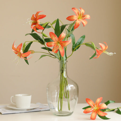 2 Pcs 23.6 Inch Artificial Gloriosa Flame Lily Stems Flowers Bulk