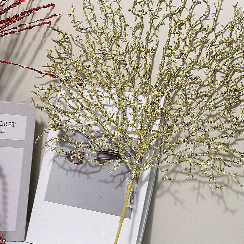 19.6 Inch Artificial Golden Antler Shaped Manzanita Tree Branches Bulk for Festival Decor