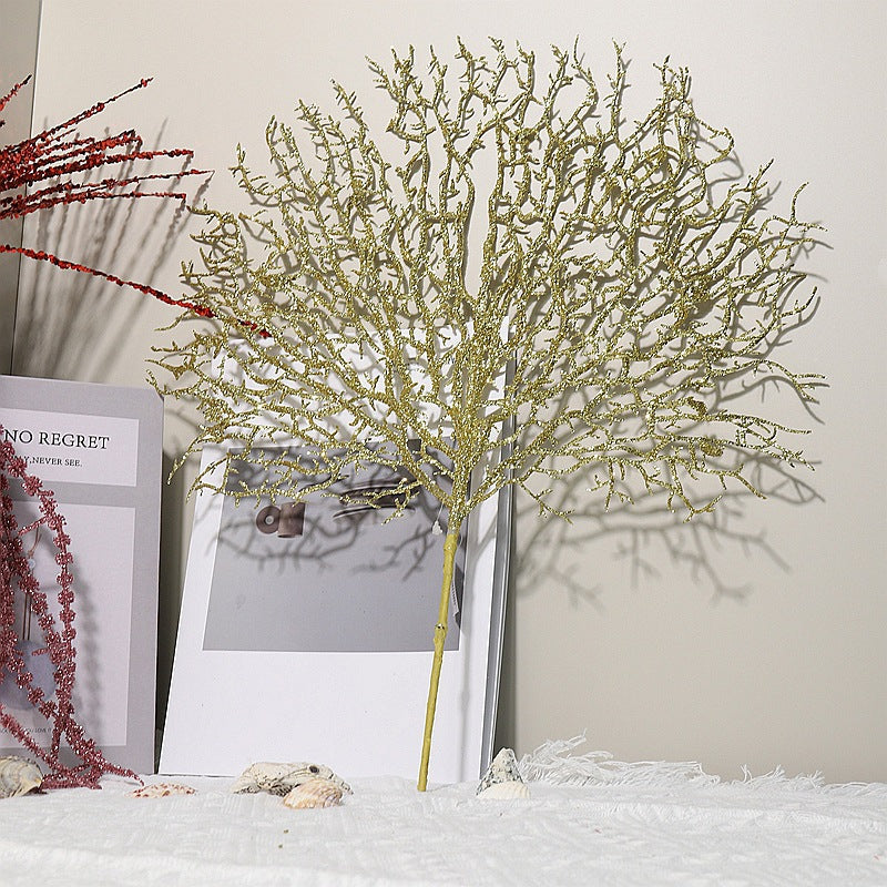 19.6 Inch Artificial Golden Antler Shaped Manzanita Tree Branches Bulk for Festival Decor