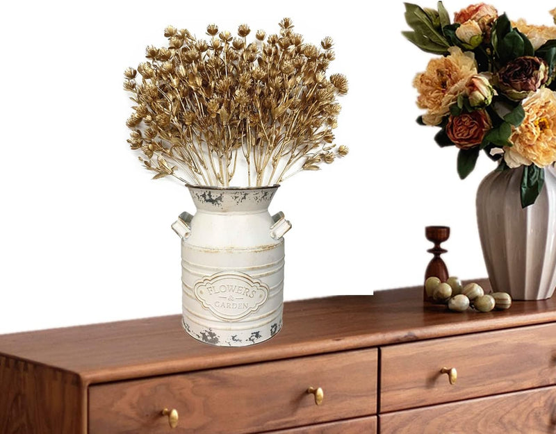 2 Pcs Artificial Gold Bush Grass Faux Shrubs for Indoor Outdoor Garden Wedding Table Planter Filler