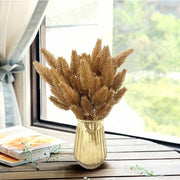 2 Pcs Artificial Gold Bush Grass Faux Shrubs for Indoor Outdoor Garden Wedding Table Planter Filler