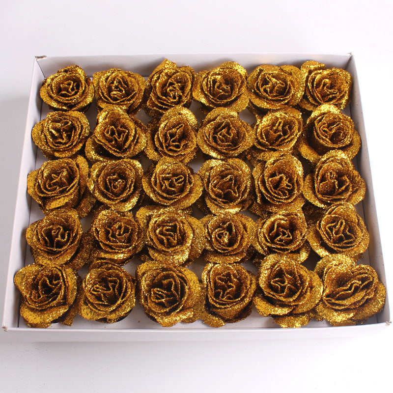 30 Pcs Artificial Glitter Roses Bouquet, 12 Inch DIY Silk Flowers for Weddings Anniversary