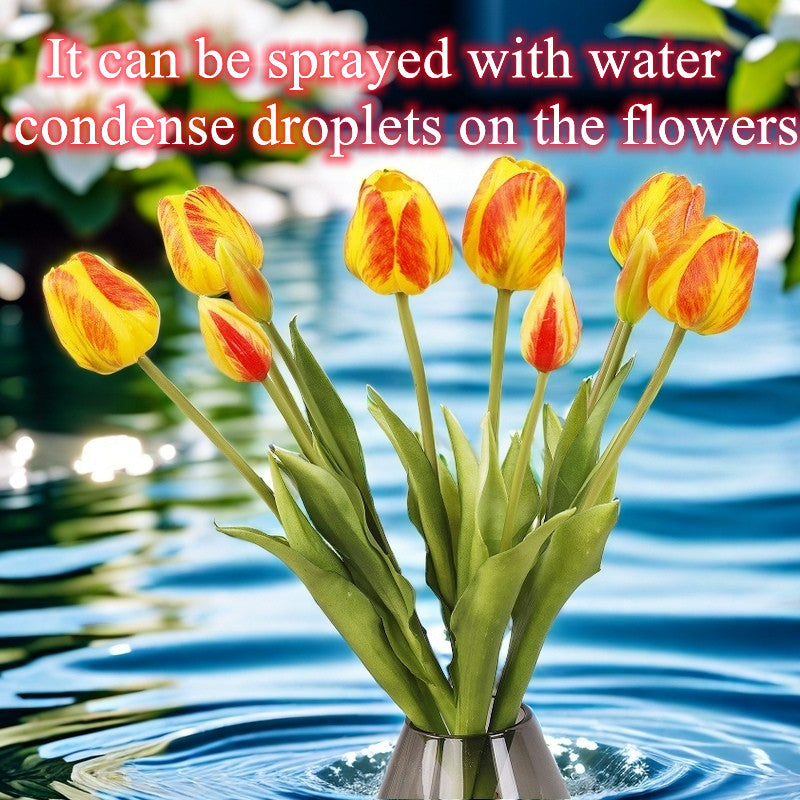2025 Gradient Color Tulip Bouquet 10 Pcs Real Touch Latex Artificial Flowers