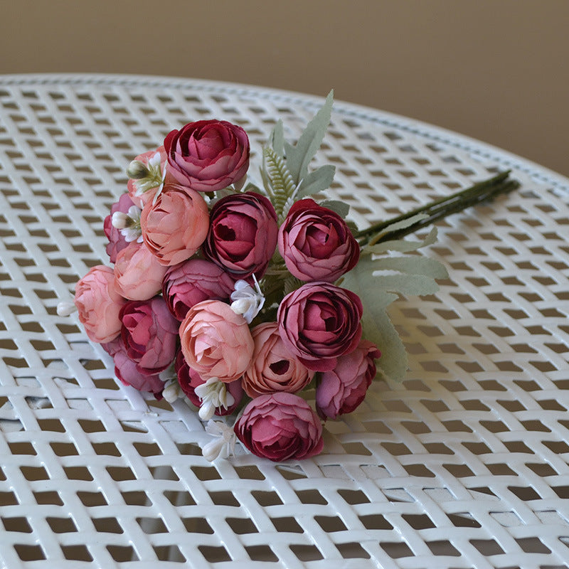 12.6 Inch Silk Ranunculus Bouquet, 1 Stem, Artificial Flower for Wedding Centerpieces, Home Decor, Spring Events