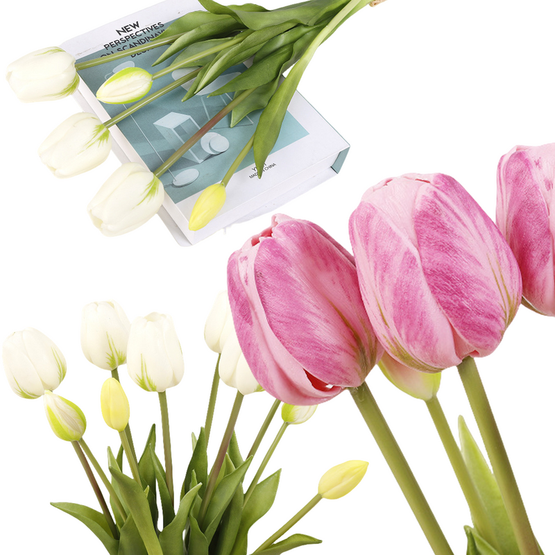 2025 Gradient Color Tulip Bouquet 10 Pcs Real Touch Latex Artificial Flowers