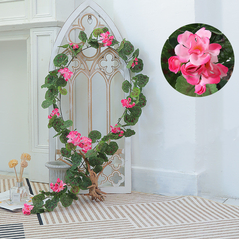 6 Ft Artificial Begonia Garland Flowers Bulk, Silk Floral Decoration for Mirror