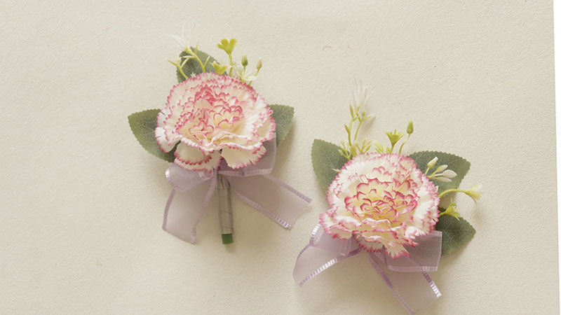 Carnation Corsage and Boutonniere Set, Bulk Wedding Party Flowers, Artificial Silk, Multiple Pieces
