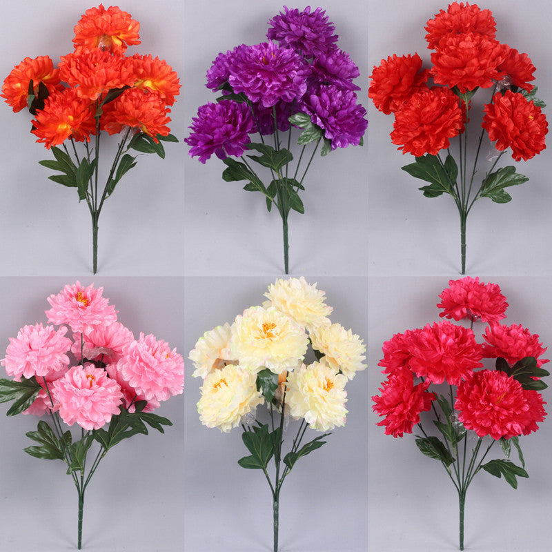 27 Inch Artificial Peony Bush 1 Pc Satin Cemetery Flower Stem
