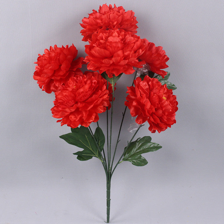 27 Inch Artificial Peony Bush 1 Pc Satin Cemetery Flower Stem