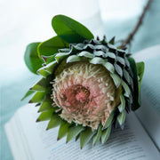 6 Pcs 20 Inch Artificial King Protea Stems Bouquet Faux Silk Fall Flowers