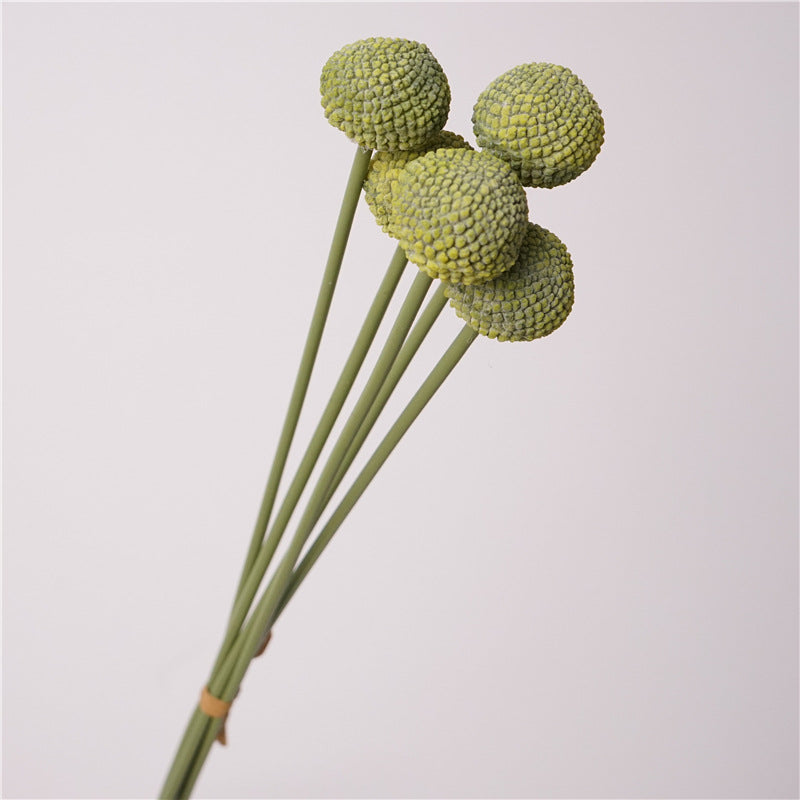 Real Touch Pom Pom Mum Flowers Bouquet, 5 Stems, Artificial Silk Blooms