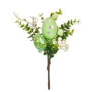 6 Pcs Artificial Easter Flower Stems with Egg Ornaments, Faux Silk Floral Stems Bulk