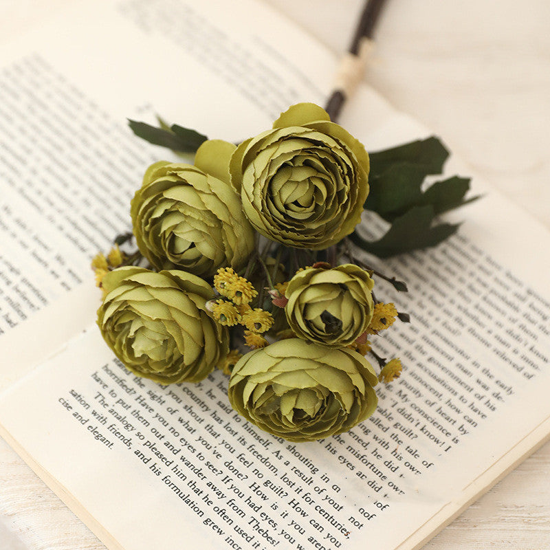 12.5 Inch Artificial Autumn Ranunculus Bouquet, 10 Pcs Realistic Fall Flowers for Thanksgiving Tabletop, Wreath, DIY Decor