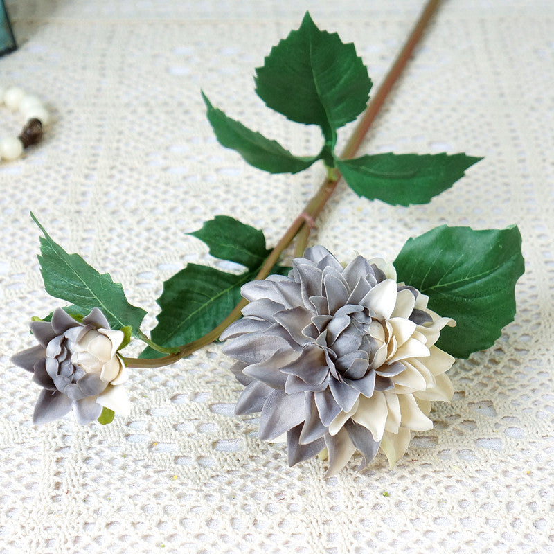 21 Inch Artificial Purple Dahlia Stems 10 Pcs Bulk Autumn Flowers Decoration