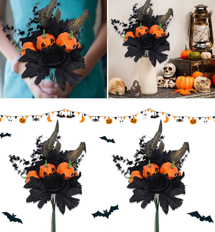 10 Pcs Artificial Pumpkin Maple Eucalyptus Leaf Floral Stems for Halloween Vase Arrangement