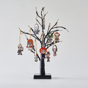 22 Inch Halloween LED Tree with Hanging Ornaments Tabletop Centerpiece Artificial Decorative Tree