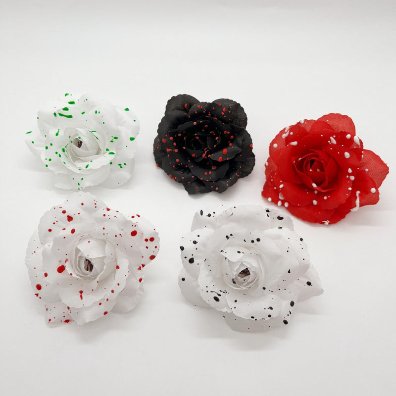 50 Pcs 3.5 Inch Artificial Halloween Rose Flower Heads for Crafts Bulk Wholesale