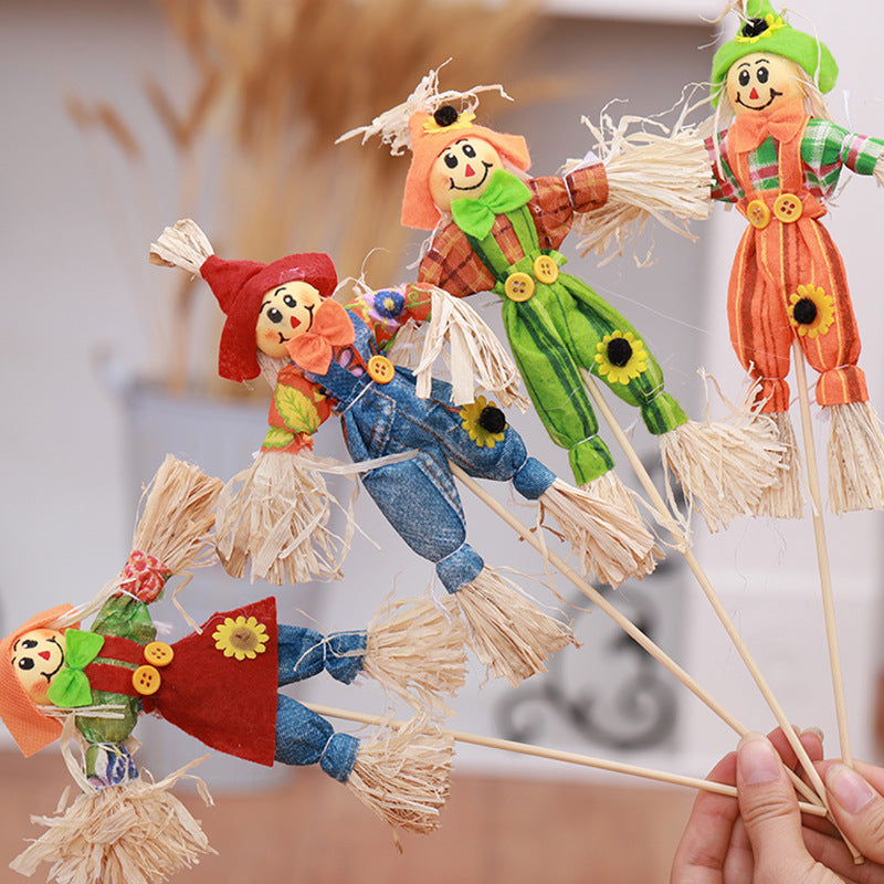 4 Pcs 13 Inch Fall Harvest Scarecrow Artificial Flower Stems for Crafts Bouquets