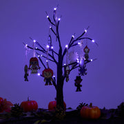 22 Inch Halloween LED Tree with Hanging Ornaments Tabletop Centerpiece Artificial Decorative Tree