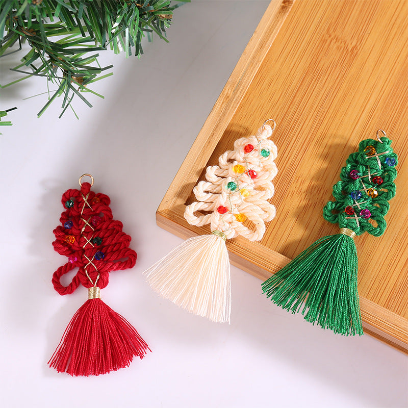 Bulk Artificial Christmas Tree Hanging Tassels Ornaments – Hand Knitting, Multiple Colors, 10 Pcs