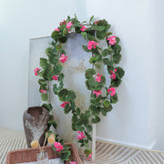 6 Ft Artificial Begonia Garland Flowers Bulk, Silk Floral Decoration for Mirror