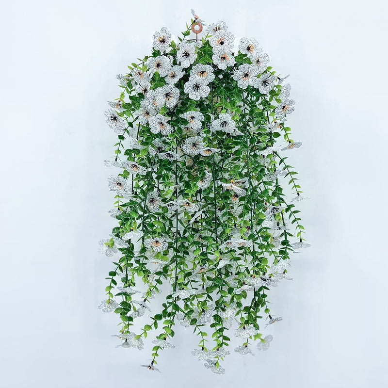 2 Pcs Artificial Hanging Flowers Plants for Outdoor Spring Decoration, Silk, Bulk Set