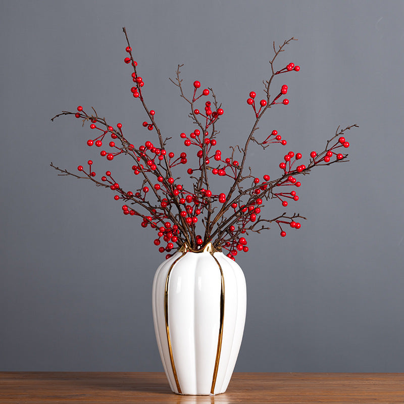 43 Inch Extra Long Artificial Holly Berry Stems Bulk 10 Pcs Silk Fruit Branches